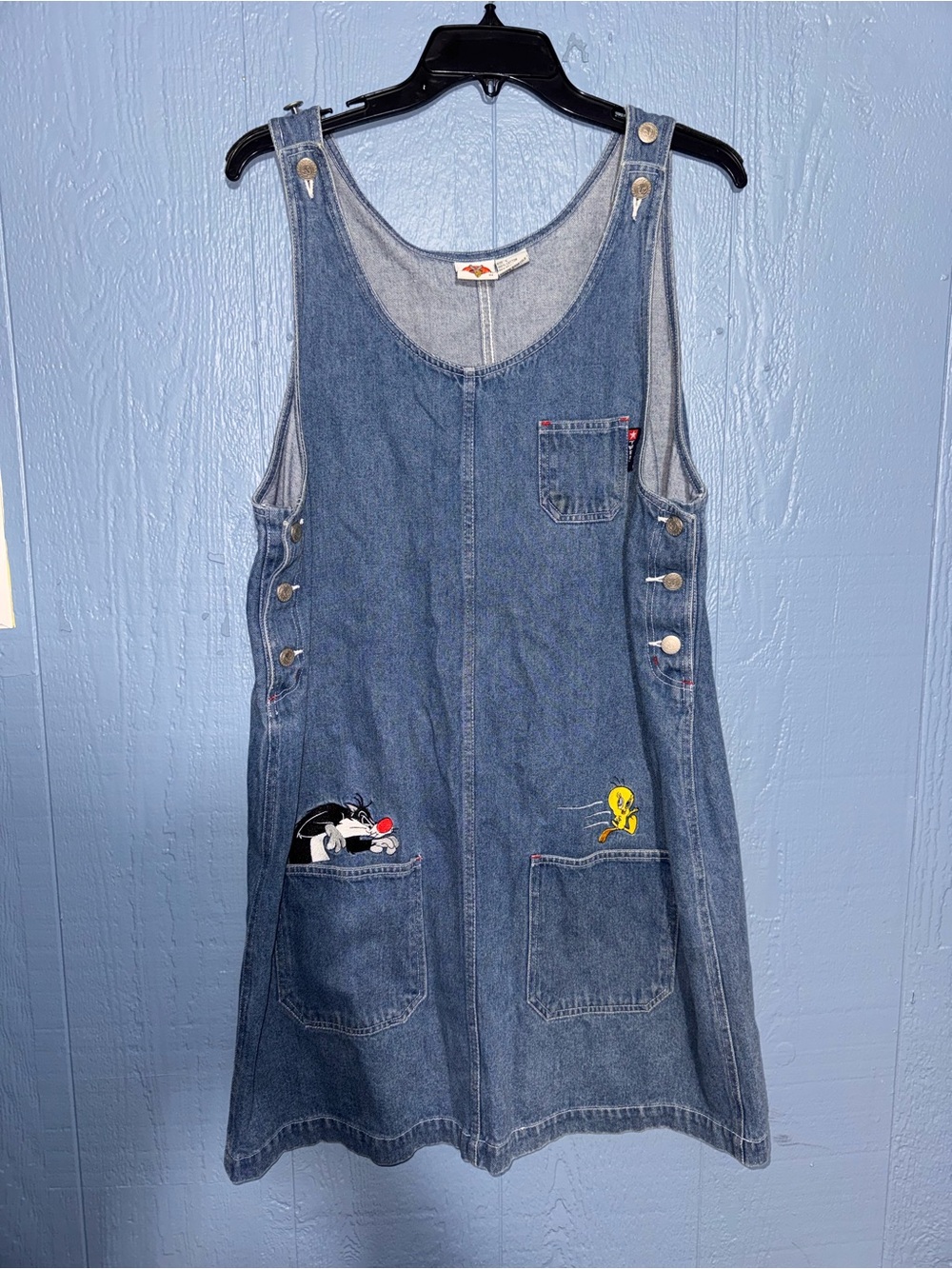 Y2K vintage Tweety & Sylvester Denim Pinafore Dress for Kids